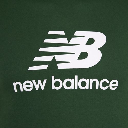 Herren New Balance Stacked Logo Nachtwache grünes T-shirt