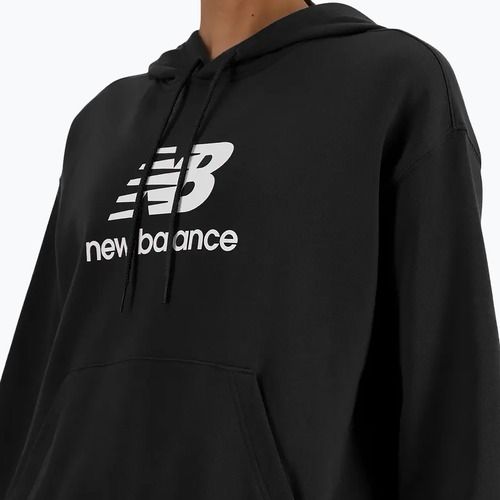 Damen New Balance French Terry Stacked Logo Hoodie schwarz