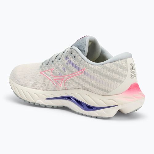 Damen Laufschuhe Mizuno Wave Inspire 19 Schnee weiß/ hi vis rosa/ lila Punch