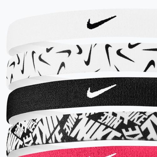 Stirnbänder Nike Headbands Printed 6 Stk. white/aster pink/black