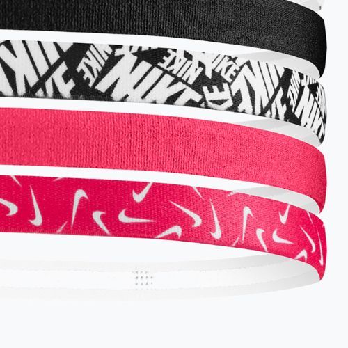 Stirnbänder Nike Headbands Printed 6 Stk. white/aster pink/black