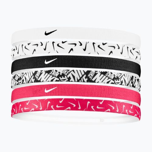 Stirnbänder Nike Headbands Printed 6 Stk. white/aster pink/black