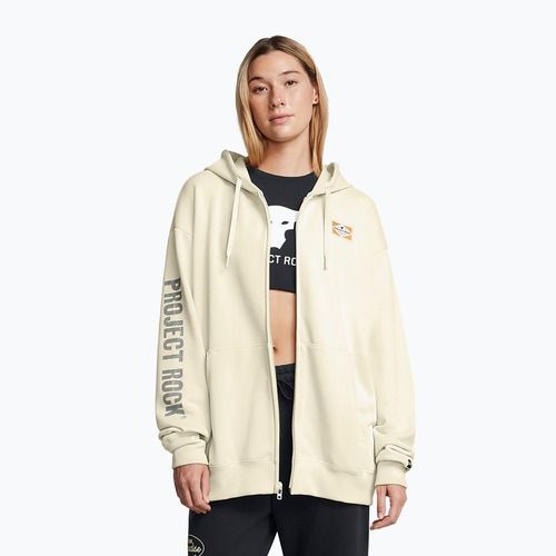 Sweatshirt Hoodie Damen Under Armour Project Rock HWT Full Zip Hard at Work silt/clay green/yellow ochre