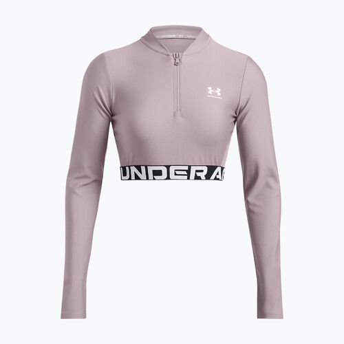 Women's Under Armour Heat Gear Rib 1/4 Zip tetra grau/weiß Training Top