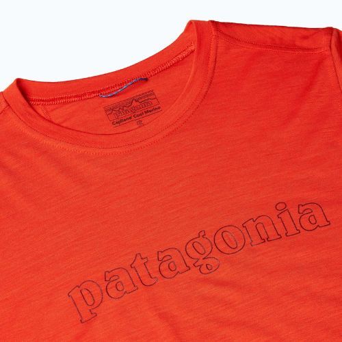 Damen Patagonia Cap Cool Merino Blend Longsleeve Graphic outline text logo/madder rot