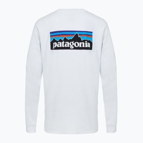 Herren Patagonia P-6 Logo Responsibili Longsleeve weiß