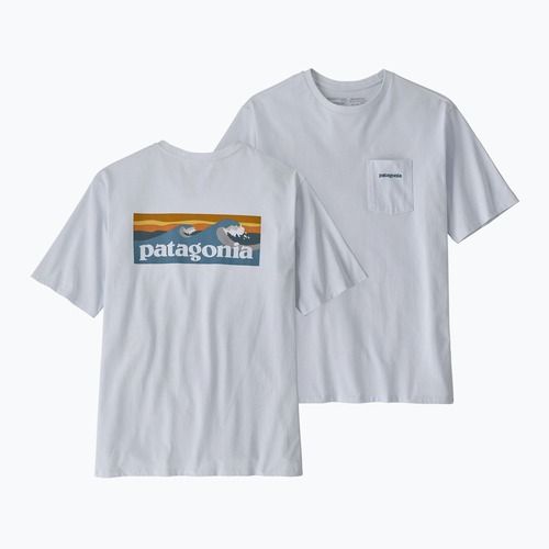 Herren Patagonia Boardshort Logo Tasche T-shirt Responsibili weiß
