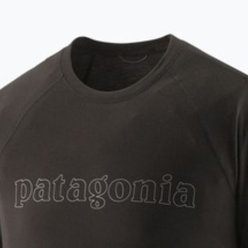 Herren Patagonia Capilene Cool Trail T-shirt Grafik Umriss Text Logo/schwarz
