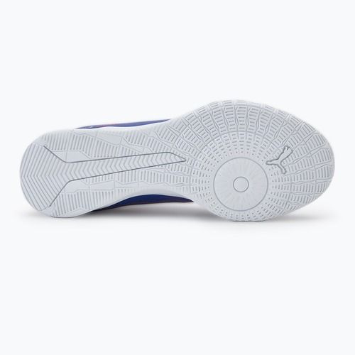 PUMA Ultra 5 Play IT Jr Kinder Fußballschuhe Lapislazuli/Puma Weiß/Sunset Gloe