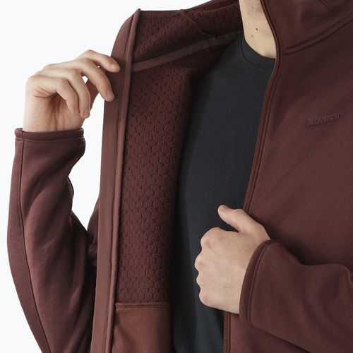 Herren Salomon Essential Midwarm Fz Rum Rosine Trekking Sweatshirt