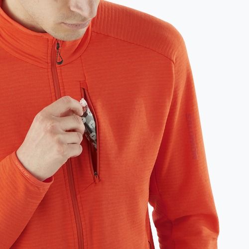 Herren Salomon Essential Lightwarm FZ Trekking Sweatshirt Kirsche Tomate