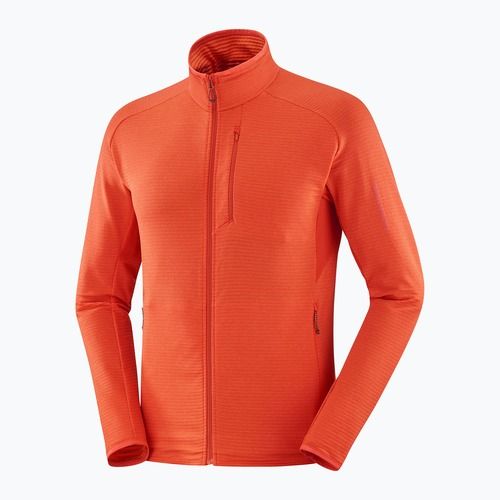 Herren Salomon Essential Lightwarm FZ Trekking Sweatshirt Kirsche Tomate