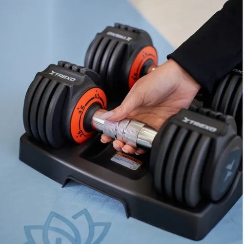 Verstellbare Hantelset TREXO 2 x 5,75 kg Schwarz