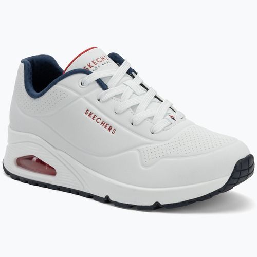 Schuhe Damen SKECHERS Uno Stand On Air white durabuck/navy/red trim/mesh