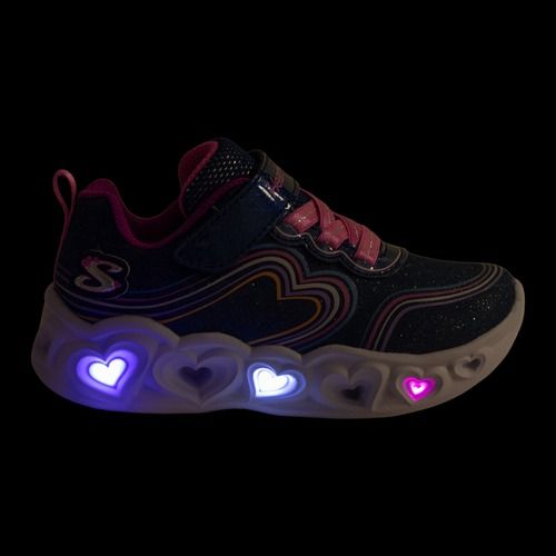 Kinderschuhe SKECHERS Heart Lights Retro Hearts navy leather/multi trim