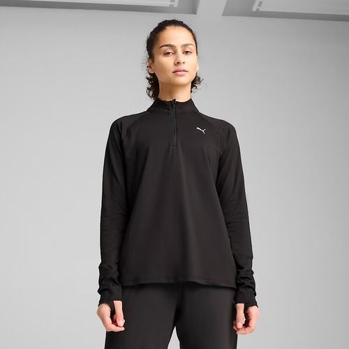 Lauf Hoodie Sweatshirt Damen PUMA Run Velocity Cloudspun 1/4 Zip puma black