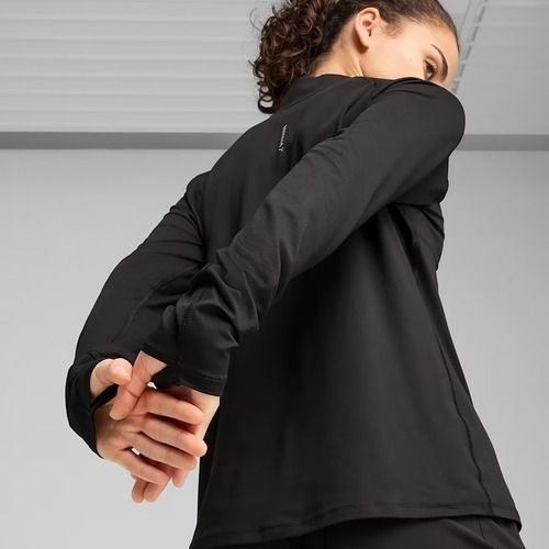 Lauf Hoodie Sweatshirt Damen PUMA Run Velocity Cloudspun 1/4 Zip puma black