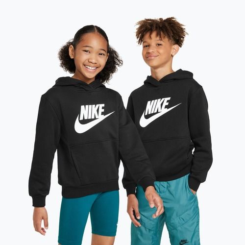 Kinder Nike Club Fleece Hoodie schwarz/weiss