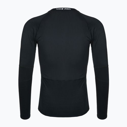 Herren Trainings-Langarmshirt Nike Pro Warm LS schwarz/weiß