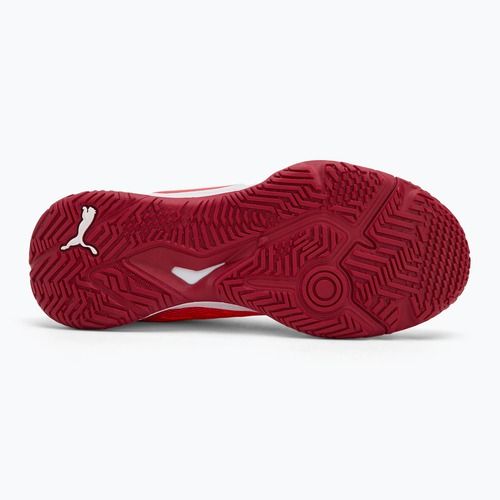 PUMA Accelerate Jr Kinder-Handballschuhe leuchtend rot/weiß/dunkelkarminrot/schwarz