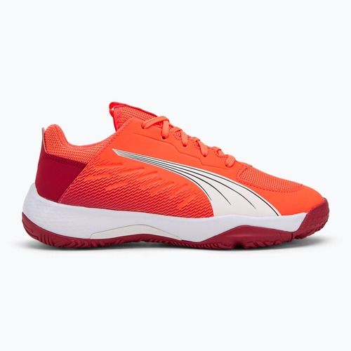 PUMA Accelerate Jr Kinder-Handballschuhe leuchtend rot/weiß/dunkelkarminrot/schwarz