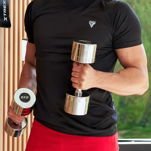 Verchromte Hanteln TREXO 2x9 kg Silber