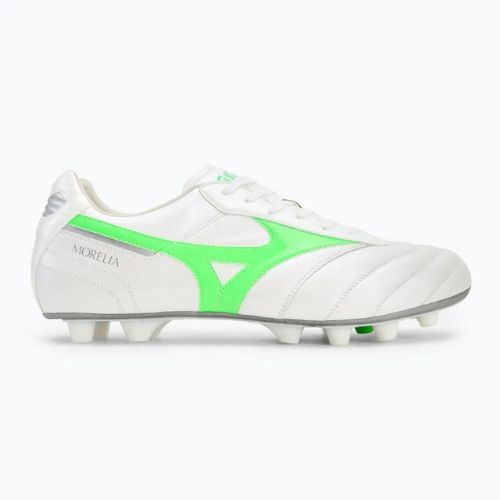 Fußballschuhe Herren Mizuno Morelia II Elite Md white/neon green/galaxy silver