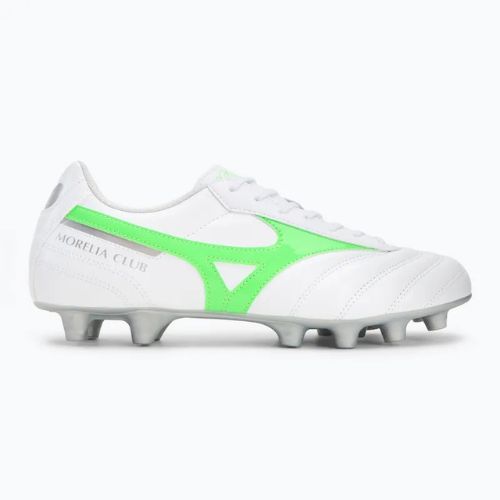 Fußballschuhe Herren Mizuno Morelia II Club Md white/neon green/galaxy silver