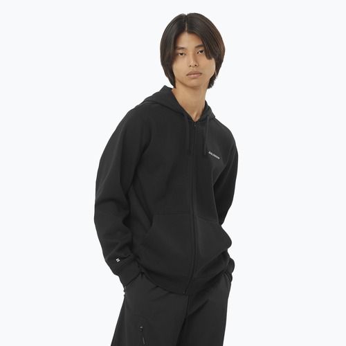 Hoodie Sweatshirt Herren Salomon Logo Full Zip Hoodie deep black