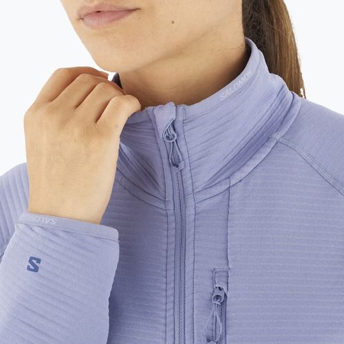 Trekking Hoodie Sweatshirt Damen Salomon Lightwarm Full Zip blue granite