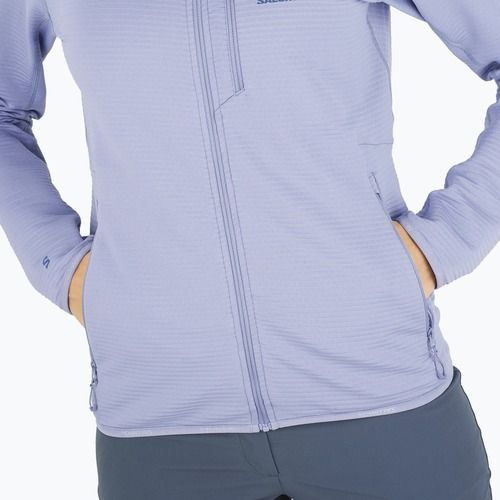 Trekking Hoodie Sweatshirt Damen Salomon Lightwarm Full Zip blue granite