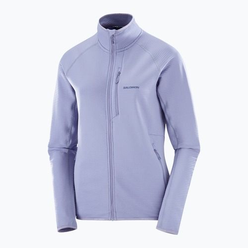 Trekking Hoodie Sweatshirt Damen Salomon Lightwarm Full Zip blue granite