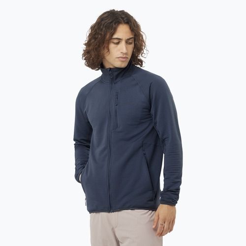 Trekking Hoodie Sweatshirt Herren Salomon Lightwarm Full Zip blue nights