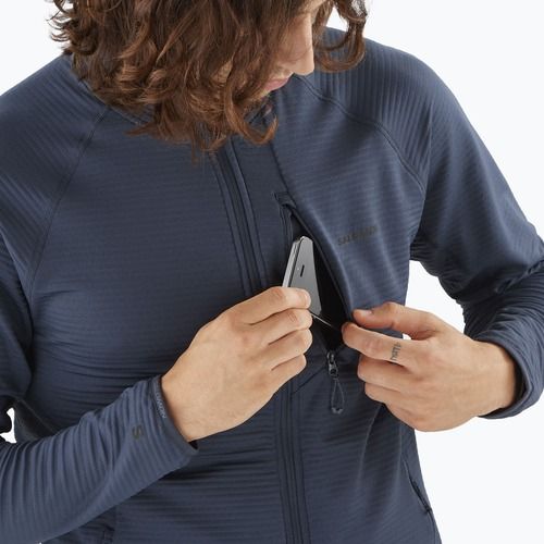 Trekking Hoodie Sweatshirt Herren Salomon Lightwarm Full Zip blue nights