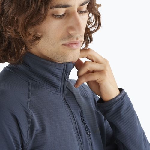 Trekking Hoodie Sweatshirt Herren Salomon Lightwarm Full Zip blue nights
