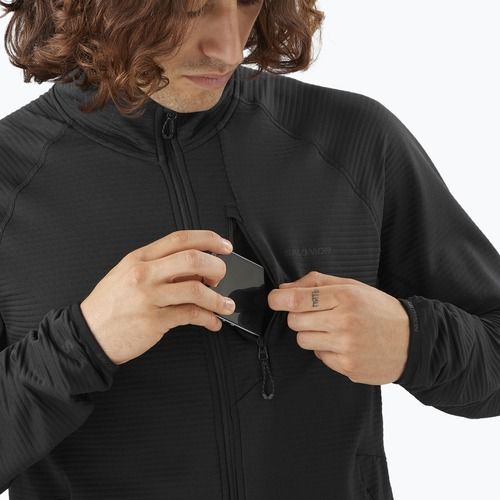 Trekking Hoodie Sweatshirt Herren Salomon Lightwarm Full Zip deep black