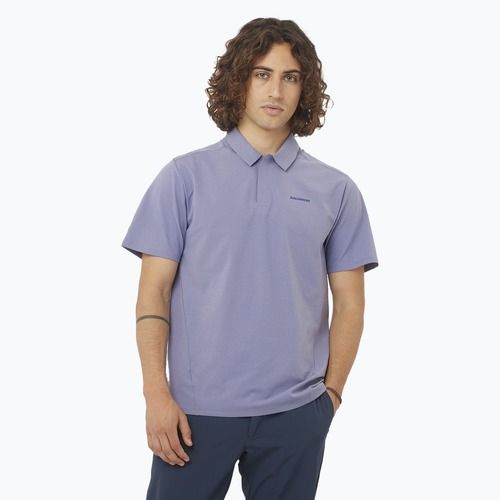 Herren Salomon Trackline Polo T-shirt blau granit