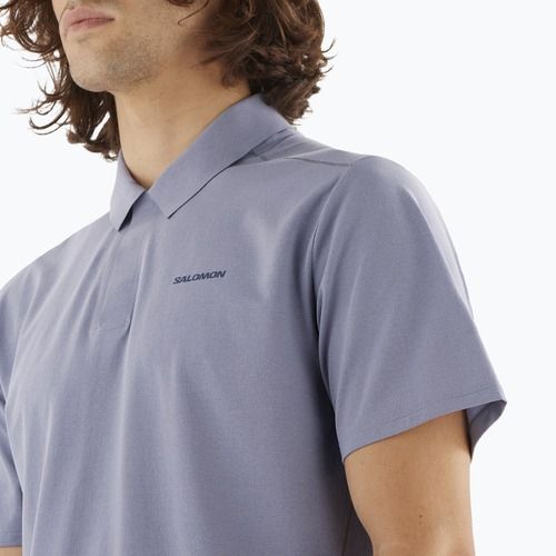 Herren Salomon Trackline Polo T-shirt blau granit