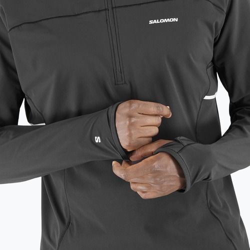 Lauf Hoodie Sweatshirt Herren Salomon Sense Aero Hybrid Half Zip Hooded deep black