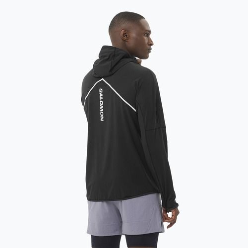 Lauf Hoodie Sweatshirt Herren Salomon Sense Aero Hybrid Half Zip Hooded deep black