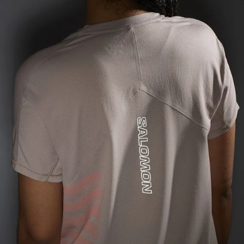 Laufshirt Damen Salomon Sense Aero Tee GFX etherea/neon flame