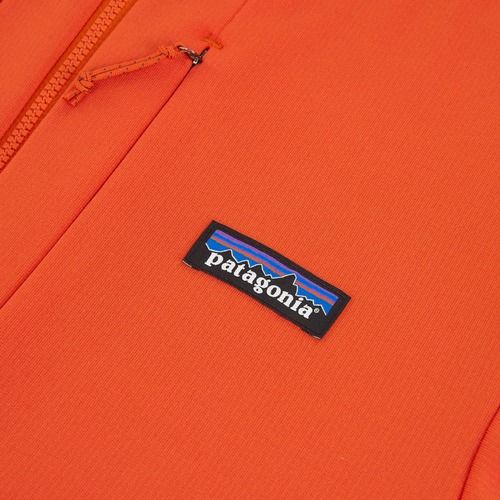 Herren Patagonia R1 Thermal Full Zip Hoody Trekking Sweatshirt Bestäuber orange