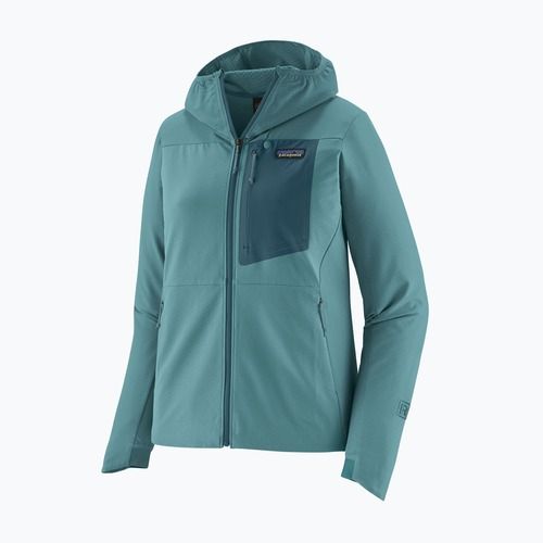 Damen Softshelljacke Patagonia R1 CrossStrata Hoody Feuchtgebiet blau
