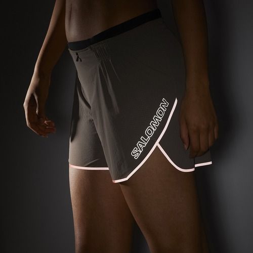 Salomon Sense Aero 5" Eisen/Neon Flamme Laufshorts für Damen