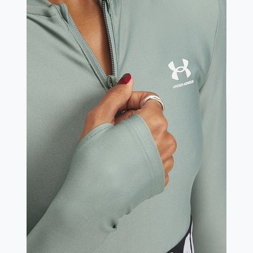 Trainingstop Damen Under Armour Heat Gear Rib 1/4 Zip silica green/silica green/white