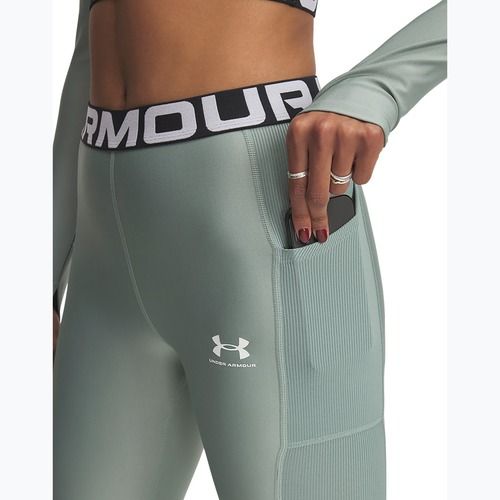 Leggings Damen Under Armour HeatGear Rib silica green/silica green/white