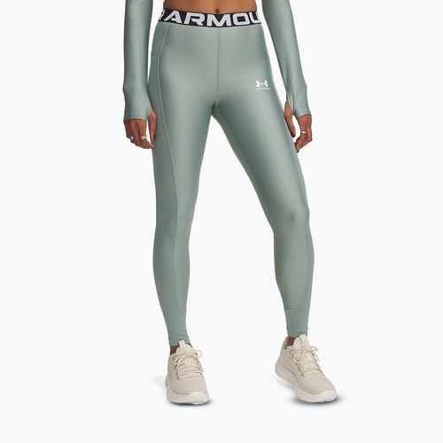 Leggings Damen Under Armour HeatGear Rib silica green/silica green/white