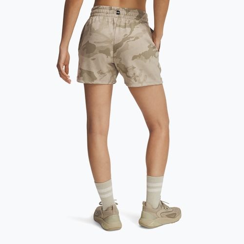 Damen Shorts Under Armour Project Rock Terry city khaki / hyper green