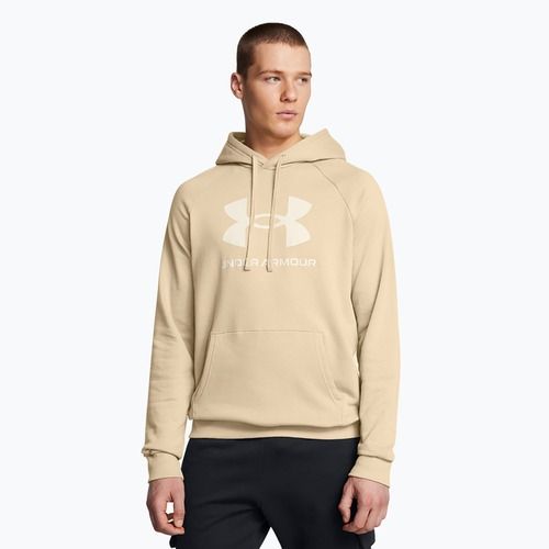 Hoodie Sweatshirt Herren Under Armour Rival Fleece Logo HD city khaki/summit white