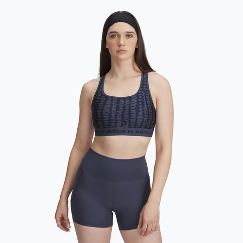 Sport-BH Under Armour Crossback Mid Print downpour gray/midnight navy/midnight navy